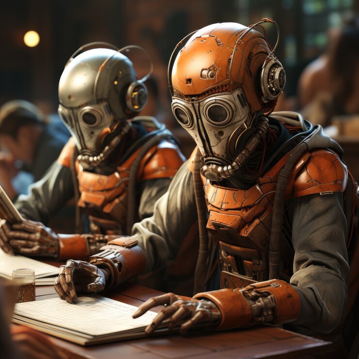 Foto gratuito día internacional de la educación en estilo futurista con robots