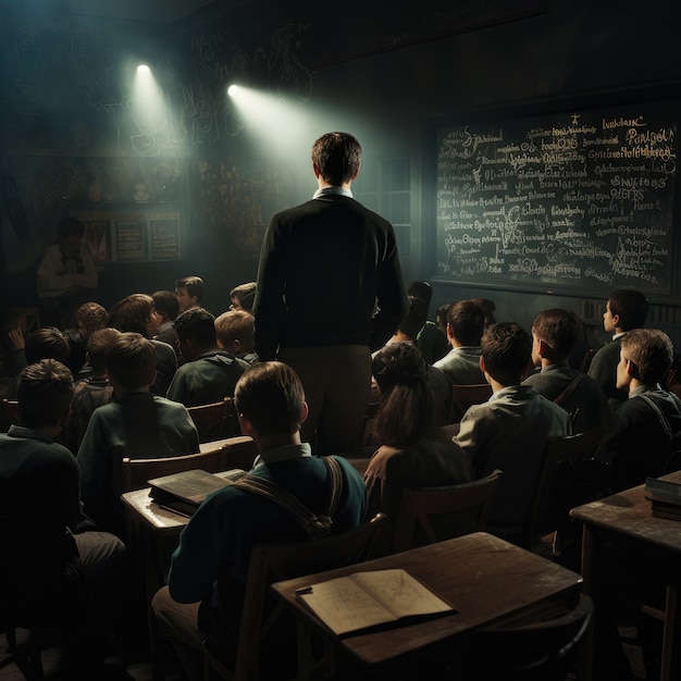 Foto gratuita día internacional de la educación en el estilo oscuro
