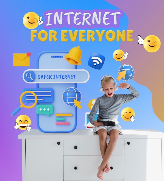 Foto gratuita día de internet más seguro, especialmente para los niños