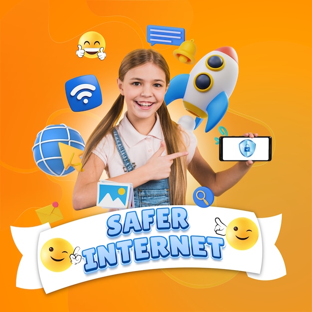 Foto gratuita día de internet más seguro, especialmente para los niños