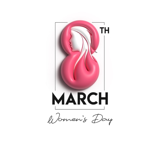 Día de la mujer 8 de marzo Espacio de su texto 3D Render Diseño de ilustración
