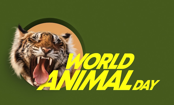Foto gratuito día mundial de los animales con tigre feroz