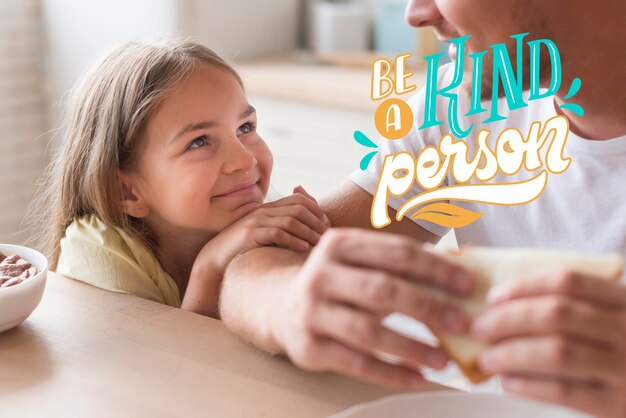 Día mundial de la bondad con padres e hijos.