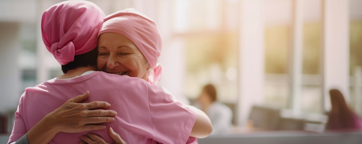 Foto gratuito día mundial del cáncer con personas abrazadas