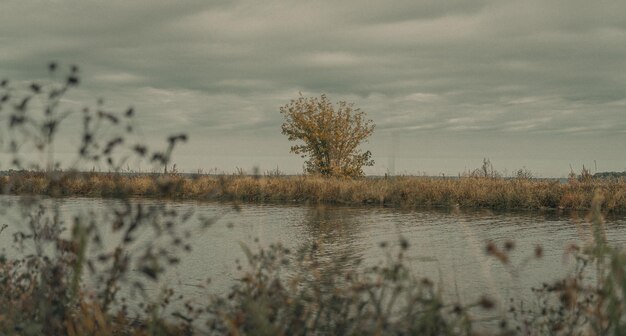 Día nublado por un lago en Nauvoo Illinois