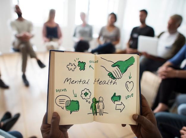 Diagrama de boceto de atención de salud mental