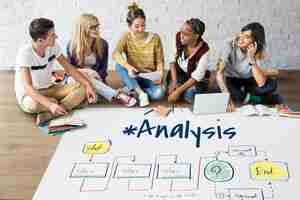 Foto gratuita diagrama de estrategia de análisis de investigación de progreso