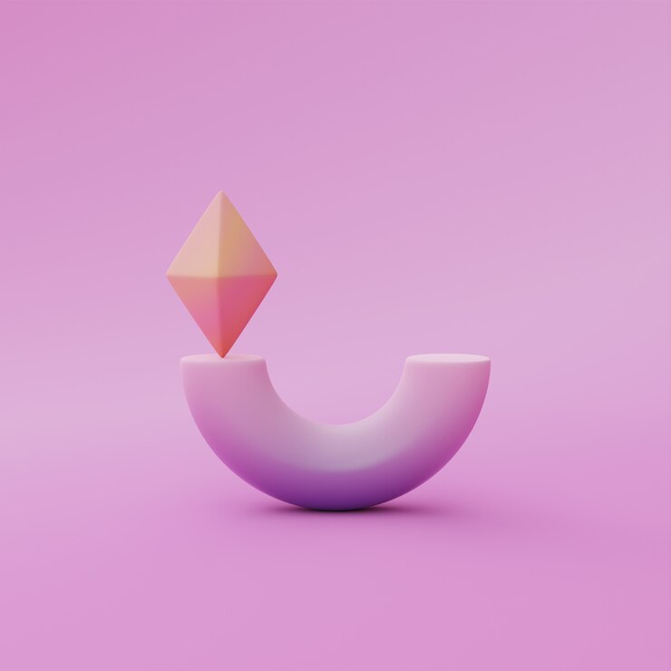 Foto gratuito diamante rosa degradado y forma geométrica.