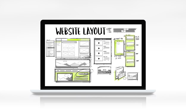 Dibujo de boceto de diseño de desarrollo de sitio web