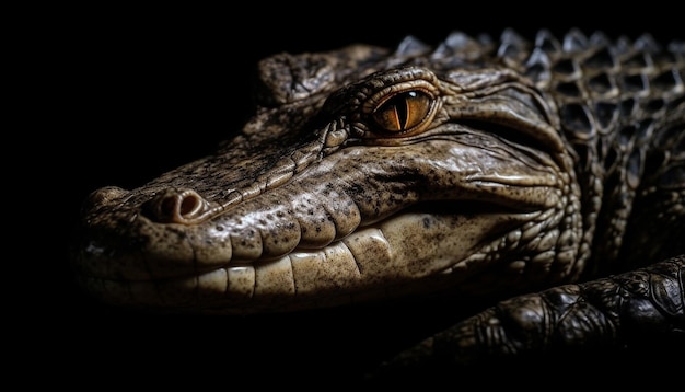 Foto gratuita los dientes y los ojos feroces del cocodrilo muestran la ia generativa de la agresión