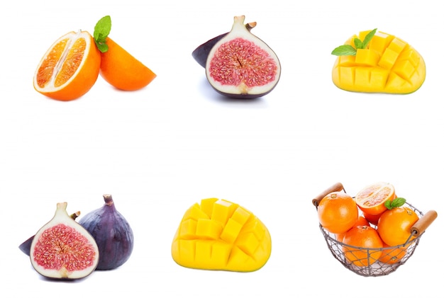 Diferentes frutas puestas en una fila