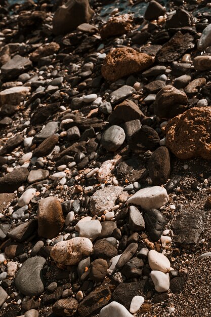 Diferentes rocas en la playa