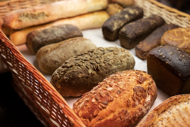 Diferentes tipos de pan de alto ángulo