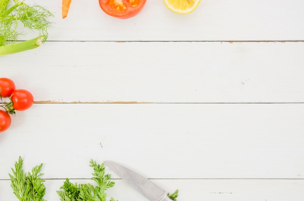 Diferentes tipos de verduras vistos desde arriba