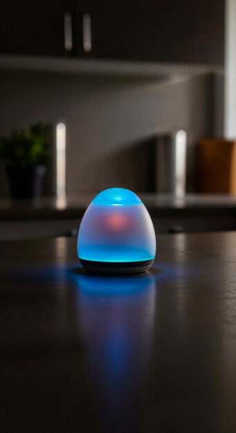 Difusor de aromas moderno con iluminación ambiental en la cocina