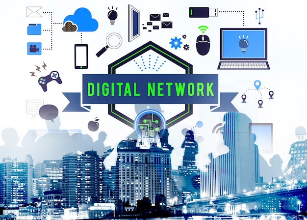 Foto gratuita digital network computer connection server lan concept