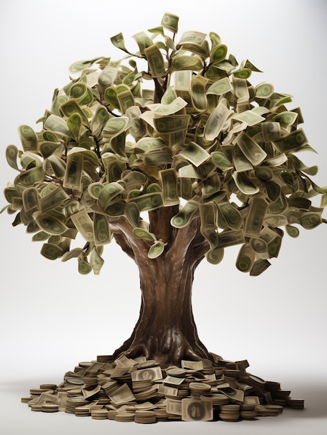 Foto gratuita dinero de árbol fotorrealista