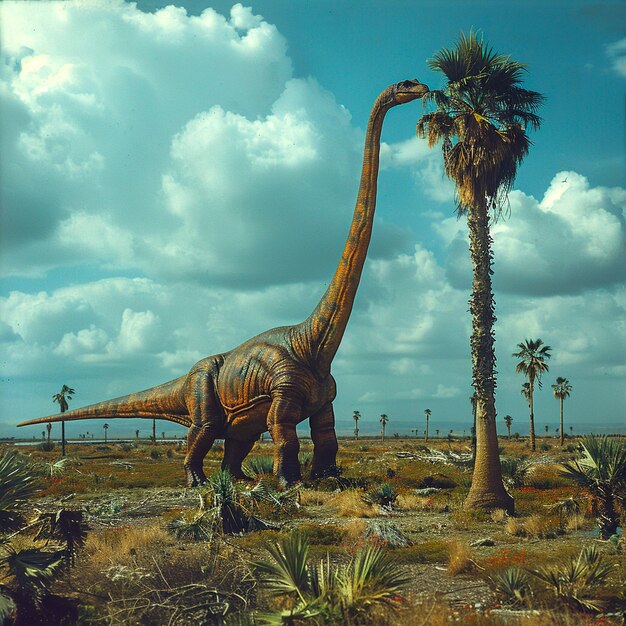 El dinosaurio saurópodo en la naturaleza