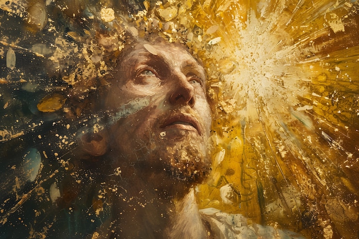 Foto gratuito el dios sol representado como un hombre poderoso en un entorno renacentista