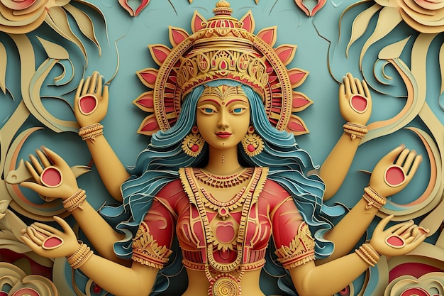 La diosa Durga para la celebración de Navratri.