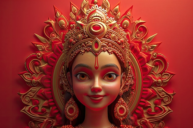 La diosa Durga para la celebración de Navratri.