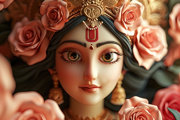 La diosa Durga para la celebración de Navratri.