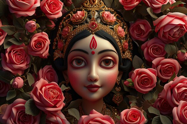 La diosa Durga para la celebración de Navratri.