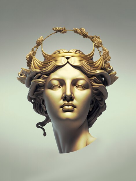Diosa griega dorada con halo