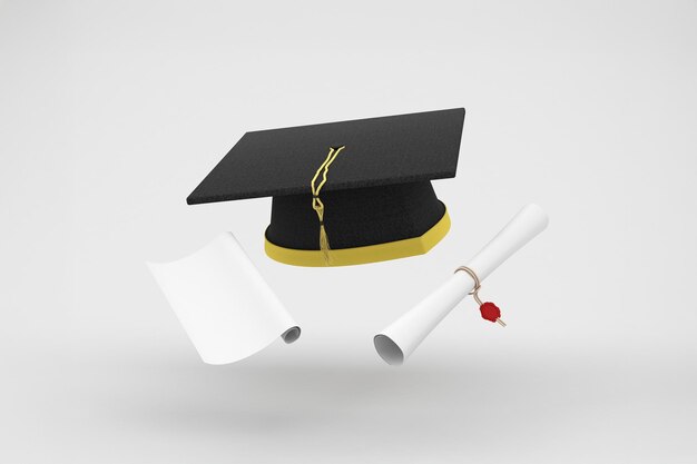 El diploma de mortero del día de la graduación y la búsqueda del conocimiento