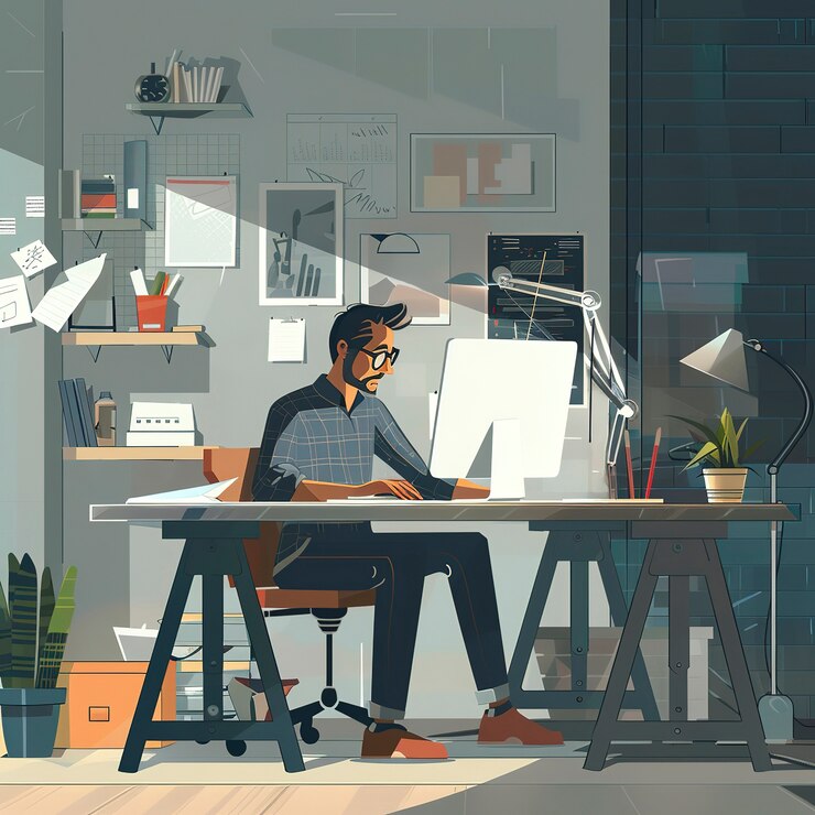 Foto gratuito diseñador industrial de arte digital