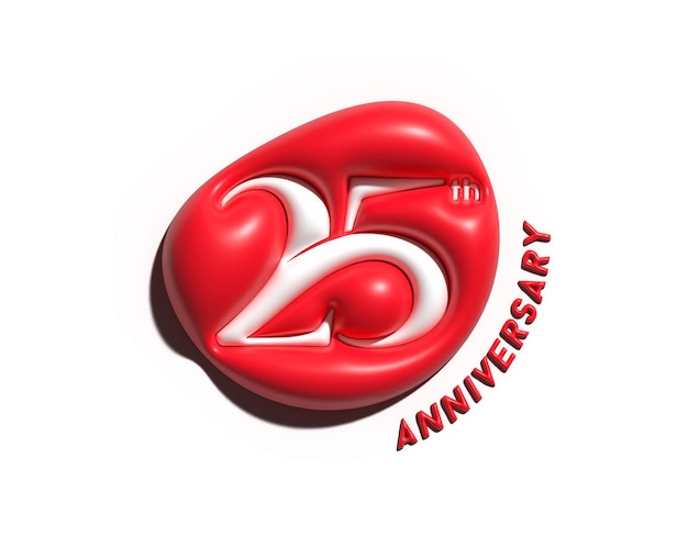 Diseño 3D de celebración de aniversario de 25 años.