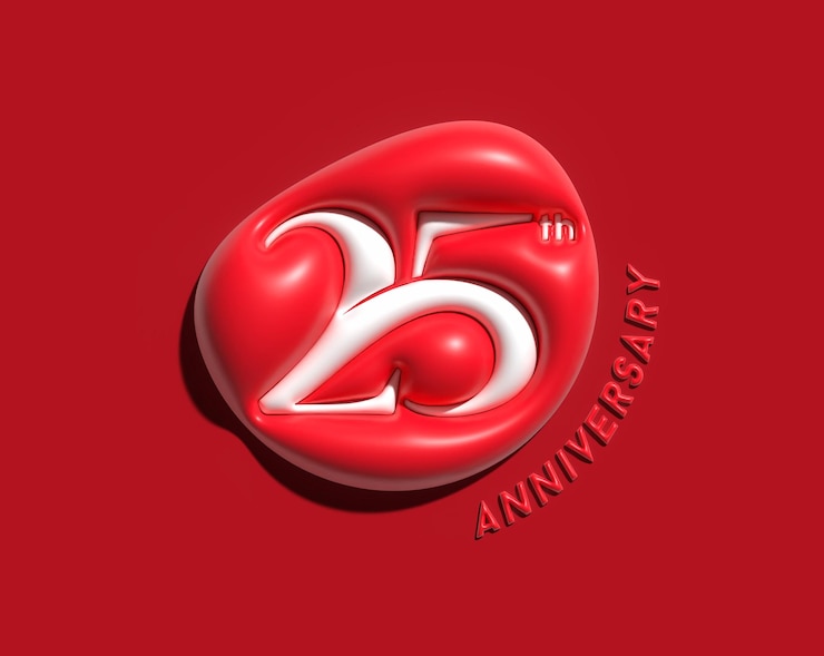 Foto gratuito diseño 3d de celebración de aniversario de 25 años.