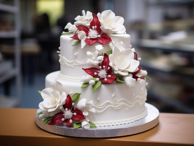 Foto gratuita diseño 3d para un delicioso pastel de boda