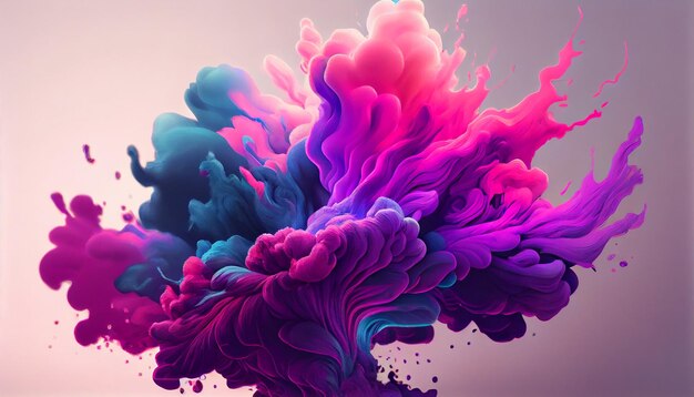 Diseño abstracto de ondas de tinta de colores que fluyen bajo el agua generadas por IA