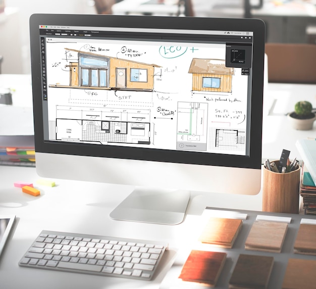 Diseño de la casa Floorplan Blueprint Sketch Concept