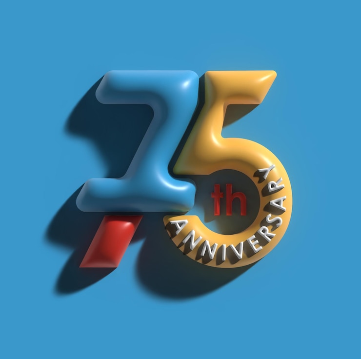 Foto gratuito diseño de celebración de aniversario de 75 años