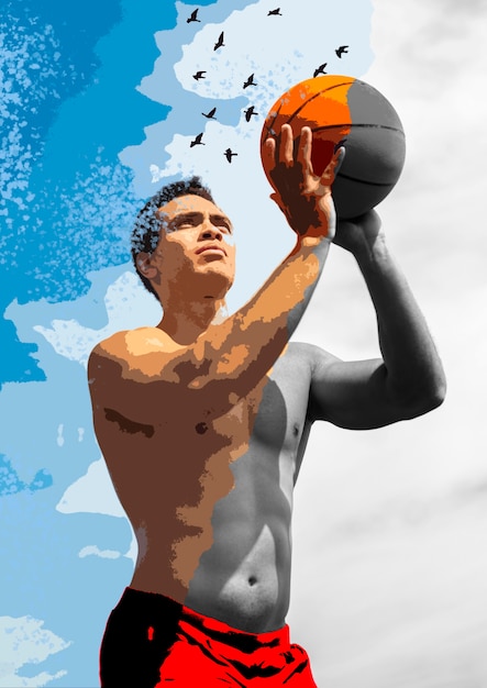 Foto gratuita diseño de collage de baloncesto