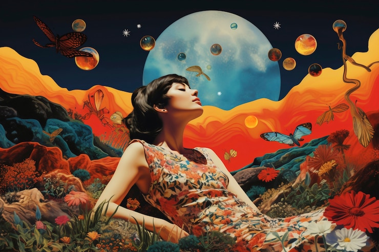 Foto gratuito diseño de collage de cielo retro