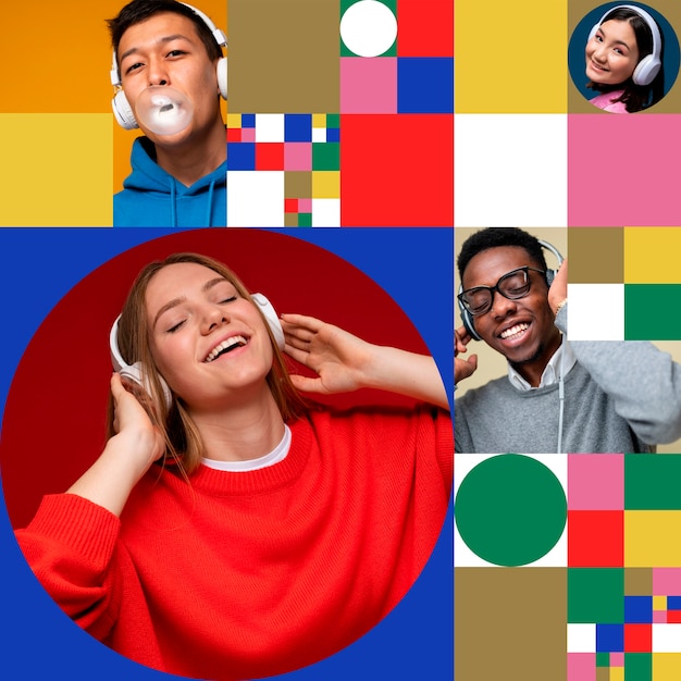Diseño de collage de personas coloridas