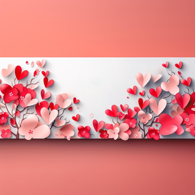 Foto gratuita diseño de estandarte para el día de san valentín con corazones de papel