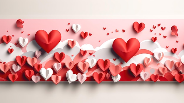 Foto gratuita diseño de estandarte para el día de san valentín con corazones de papel