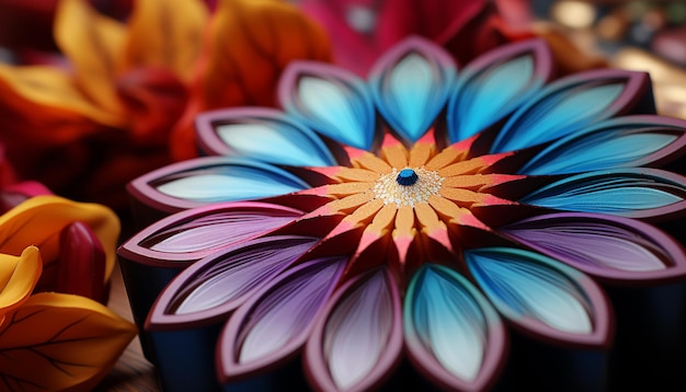 Foto gratuita diseño de flores abstractas con colores vibrantes y elegancia generados por la ia