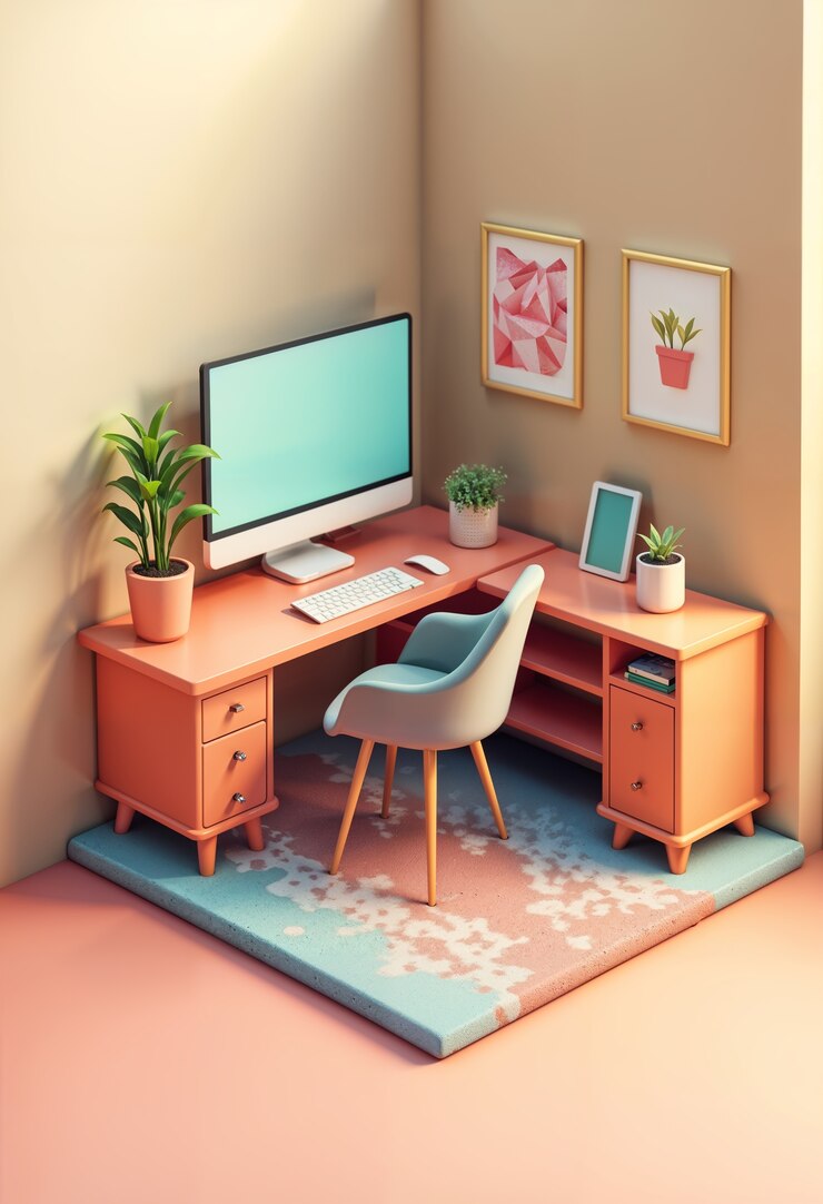 Foto gratuito diseño interior en 3d habitación isométrica