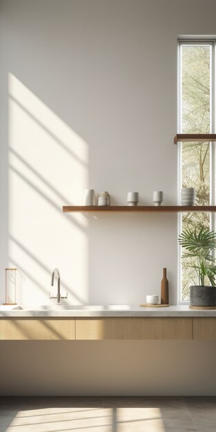 Diseño interior de cocina minimalista.