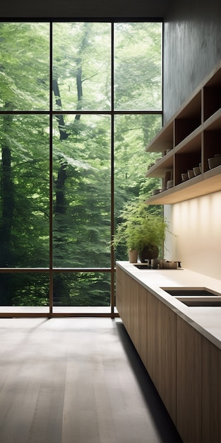 Diseño interior de cocina minimalista.