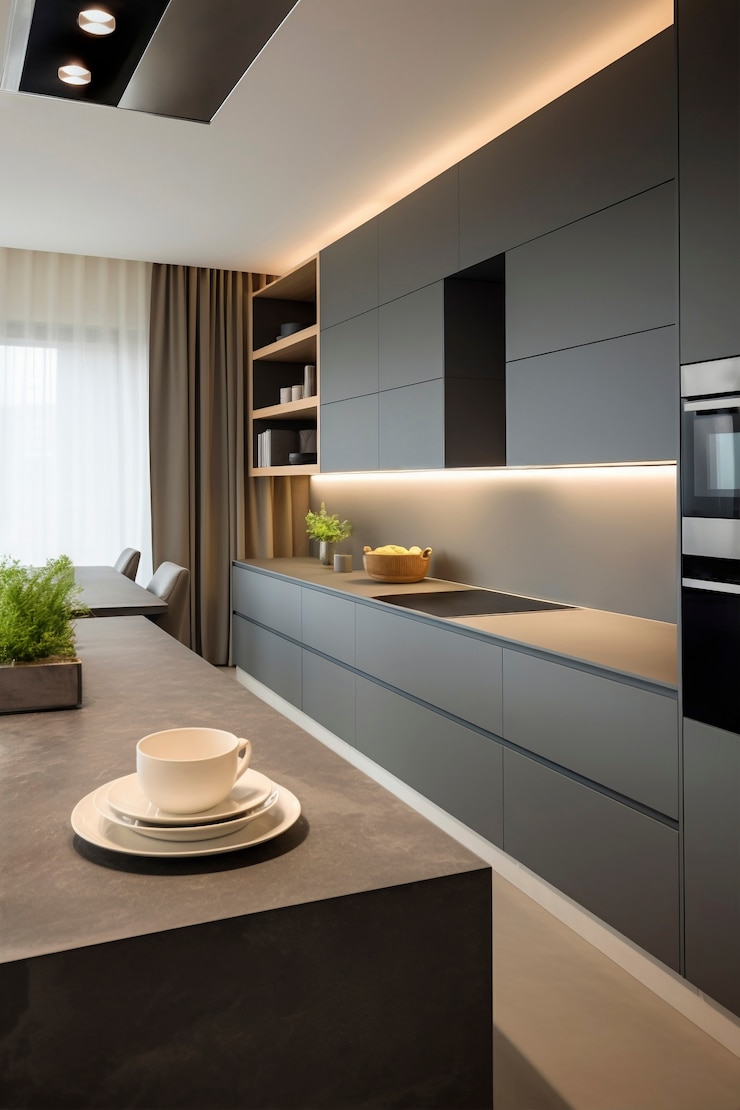 Foto gratuito diseño interior de cocina minimalista