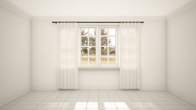 El diseño interior de la habitación vacía y la sala de estar de estilo