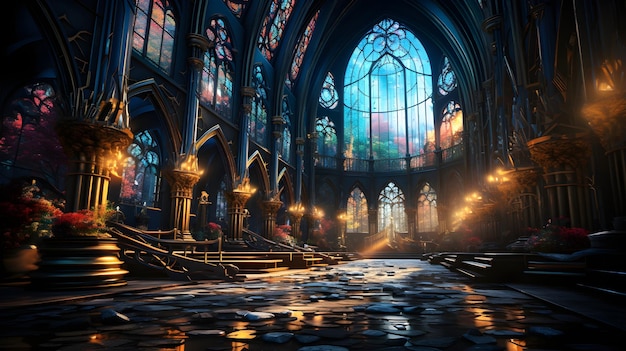 Diseño interior de majestad de la catedral gótica