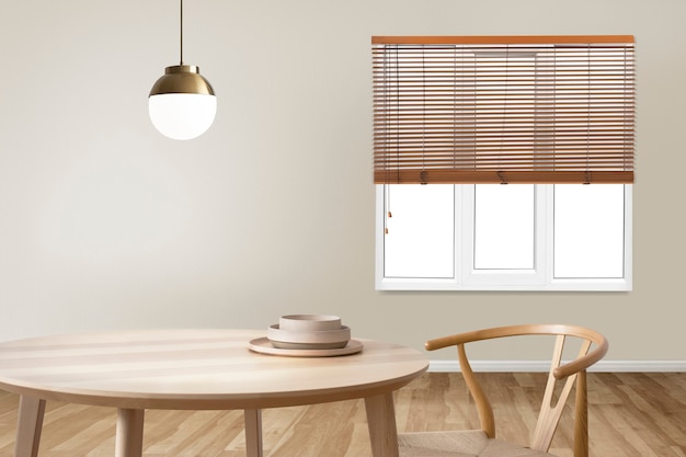 Diseño interior minimalista y auténtico de comedor