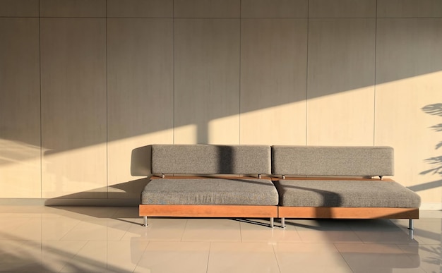 Foto gratuita diseño interior moderno de la sala de estar con un sofá suave y el fondo de una pared de madera mínima